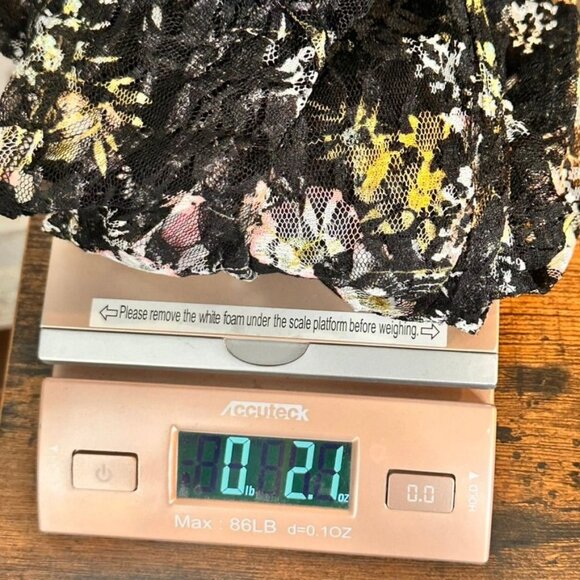 90S Y2K Sheer Black Floral Lace Top Womens L Whimsigoth Fairygrunge Ruffle Sheer - Picture 8 of 8